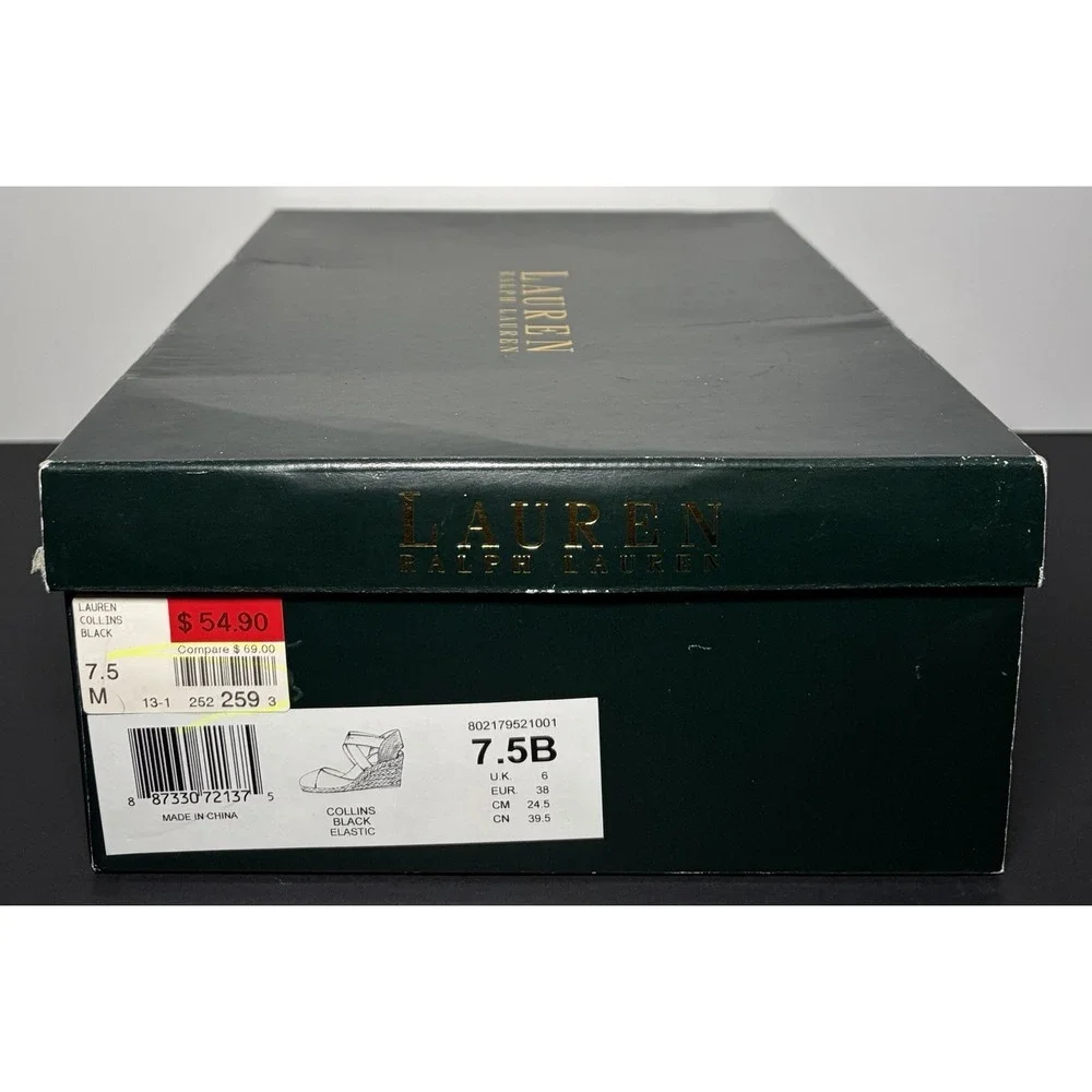 Lauren Ralph Lauren Collins Black Elastic Wedges Women's 7.5B M